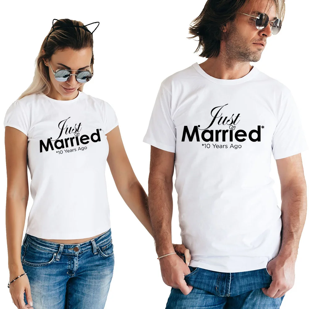 Femme Loves Tees/Одежда для влюбленных пар футболка бракосочетания 10 лет назад забавная