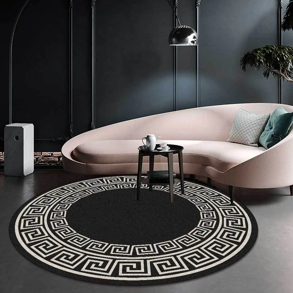 European style simple pattern retro Chinese geometric black and white round living room bedroom non-slip mat carpet set
European style simple pattern retro Chinese geometric black and white round living room bedroom non-slip mat carpet set
