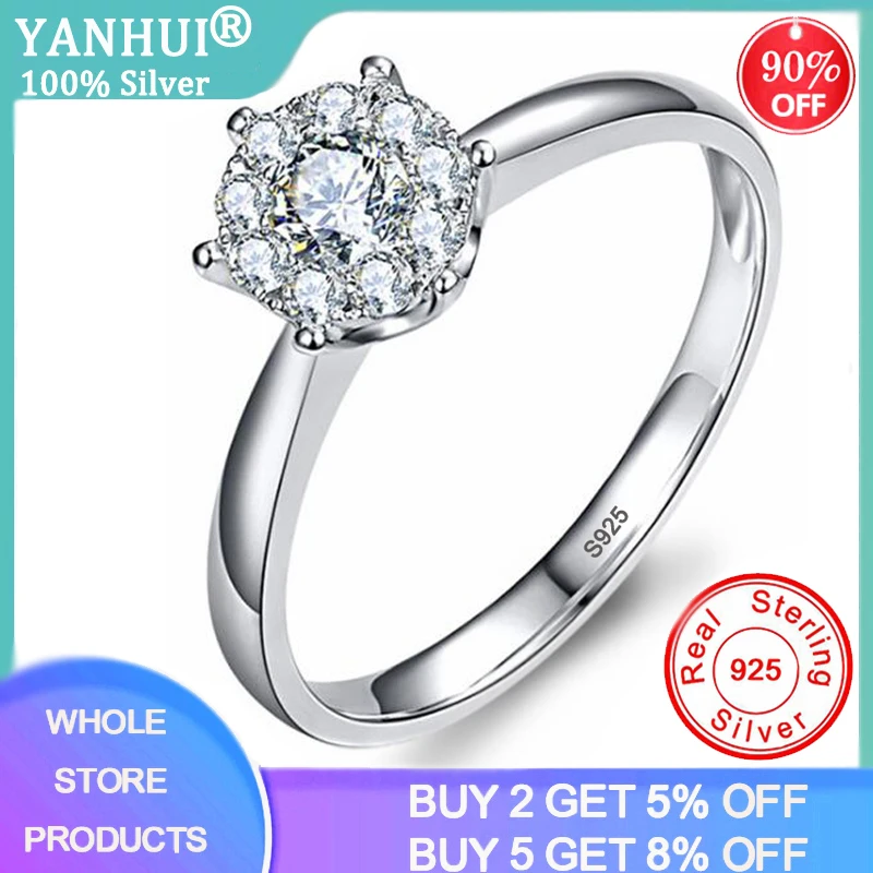 YANHUI New Natural 925 Sterling Silver Daisy Flower Rings for Women Luxury Full Lab Diamond Rings Wedding Jewelry Anillos Mujer
YANHUI New Natural 925 Sterling Silver Daisy Flower Rings for Women Luxury Full Lab Diamond Rings Wedding Jewelry Anillos Mujer