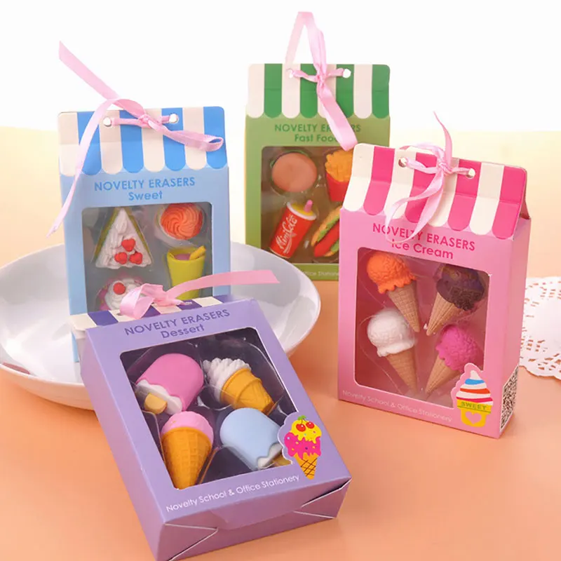 4PCS Kawaii Creative Food Cake Eraser Christmas Children Gift Ice Cream Hamburger Lollipop Detachable Rubber Eraser Stationery
4PCS Kawaii Creative Food Cake Eraser Christmas Children Gift Ice Cream Hamburger Lollipop Detachable Rubber Eraser Stationery