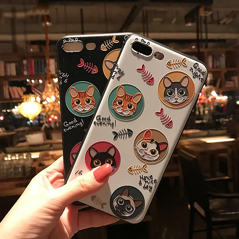 Милый рельефный чехол для телефона с изображением кота корги лисы iPhone 7 8 Plus X XSMAX XR