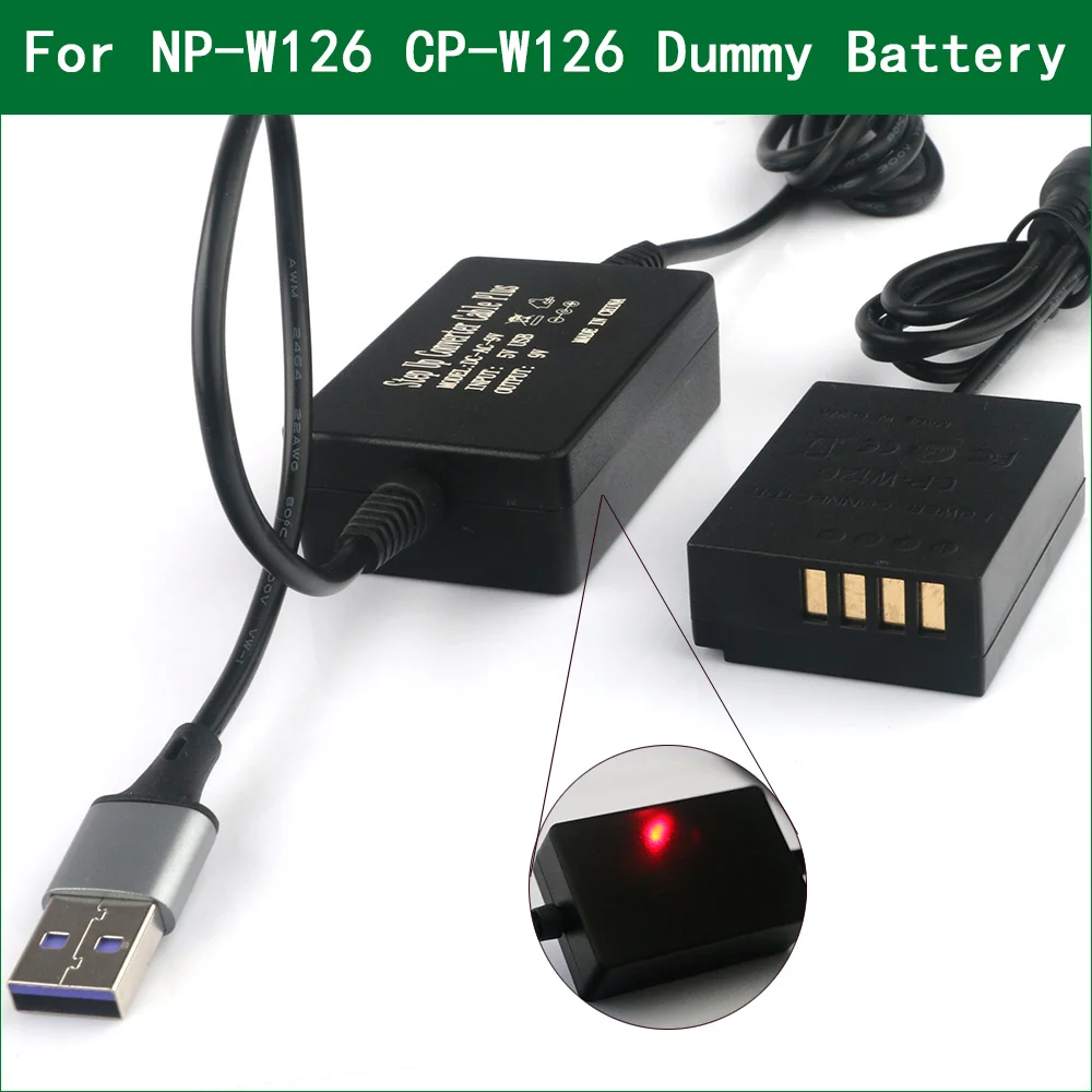 

NP-W126 W126S Dummy Battery&DC Power Bank USB Cable for Fujifilm X-E2S X-H1 X-M1 X-T1 X-T2 X-T3 X-T10 X-T20 X-T30 X-T100 X-T200