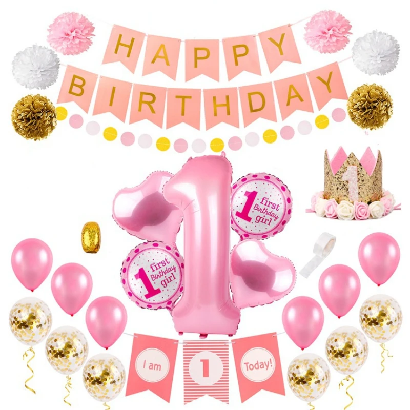 One Year Old Birthday Party Balloon Set Pink Crown Paper Flower Tassel Ball Blue Latex Balloon Background Decoration Supplies
One Year Old Birthday Party Balloon Set Pink Crown Paper Flower Tassel Ball Blue Latex Balloon Background Decoration Supplies