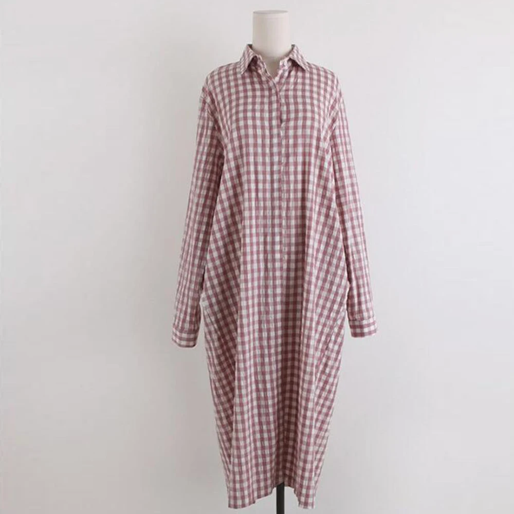 Female Plaid Grid Maxi Dress Long Sleeve Loose Shirt Long Dresses Spring Summer Elegant Women Clothing
Female Plaid Grid Maxi Dress Long Sleeve Loose Shirt Long Dresses Spring Summer Elegant Women Clothing