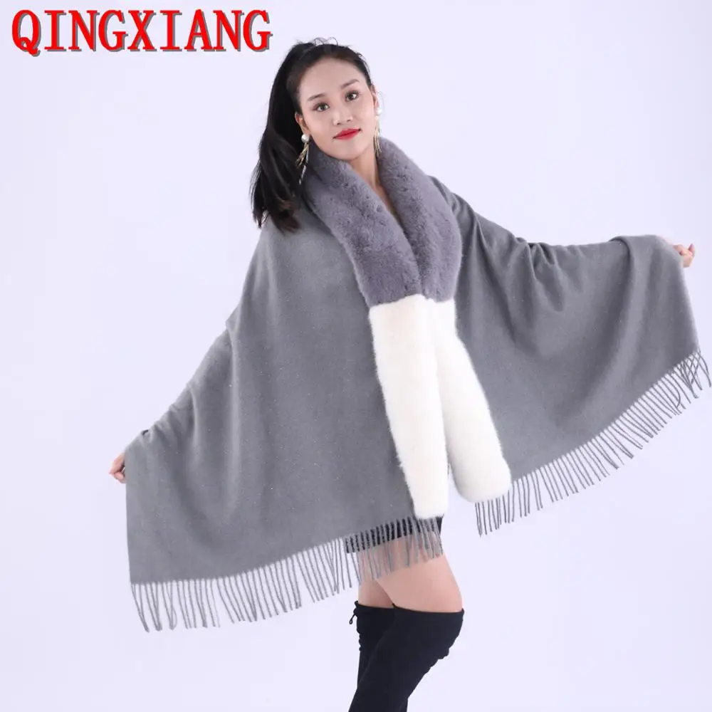 2020 Winter Women Big White Grey Faux Fur Long Collar Tassel Pashmina Black Thick Scarf Warm Crystal Shawl Autumn Loose Coat
2020 Winter Women Big White Grey Faux Fur Long Collar Tassel Pashmina Black Thick Scarf Warm Crystal Shawl Autumn Loose Coat