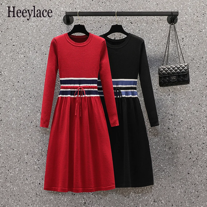 Plus Size Dresses 2021 Autumn winter Pullover long sleeve knitted Sweater dress High Waist A-line Long Dresses Korean Vestidos
Plus Size Dresses 2021 Autumn winter Pullover long sleeve knitted Sweater dress High Waist A-line Long Dresses Korean Vestidos