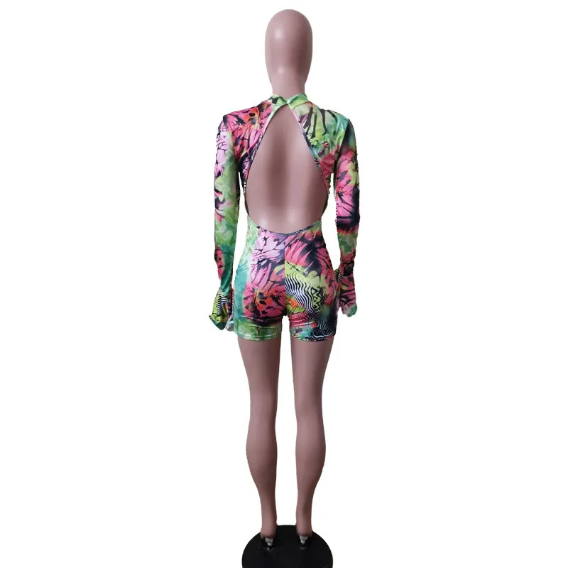 Sexy Clubwear Women Tie-dye Print Jumpsuit Playsuit Elegant Long Flare Sleeve Bodycon Backless Bodysuit Short Romper Overalls
Sexy Clubwear Women Tie-dye Print Jumpsuit Playsuit Elegant Long Flare Sleeve Bodycon Backless Bodysuit Short Romper Overalls