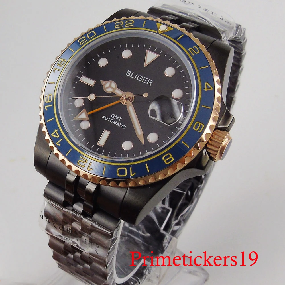 BLIGER men wristwatch automatic 40mm auto date black dial sapphire crystal GMT stainless steel case
BLIGER men wristwatch automatic 40mm auto date black dial sapphire crystal GMT stainless steel case