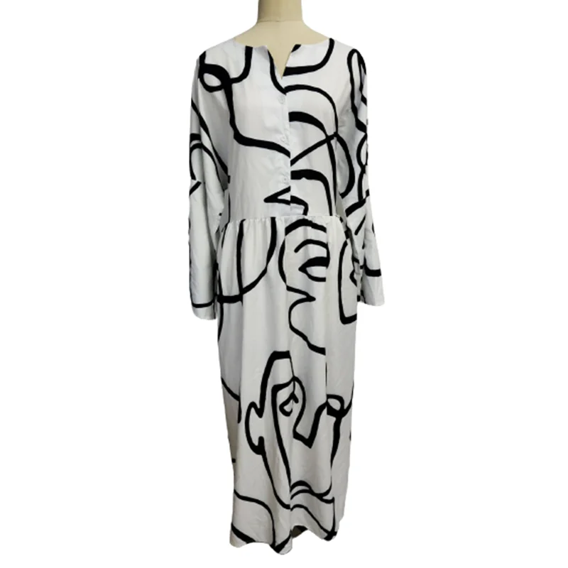 Femme Robe Vestidos Hot Sale Abstract Face Print Plus Size White Dress Women Casual V-Neck Button Long Sleeve Party Maxi Dresses
Femme Robe Vestidos Hot Sale Abstract Face Print Plus Size White Dress Women Casual V-Neck Button Long Sleeve Party Maxi Dresses