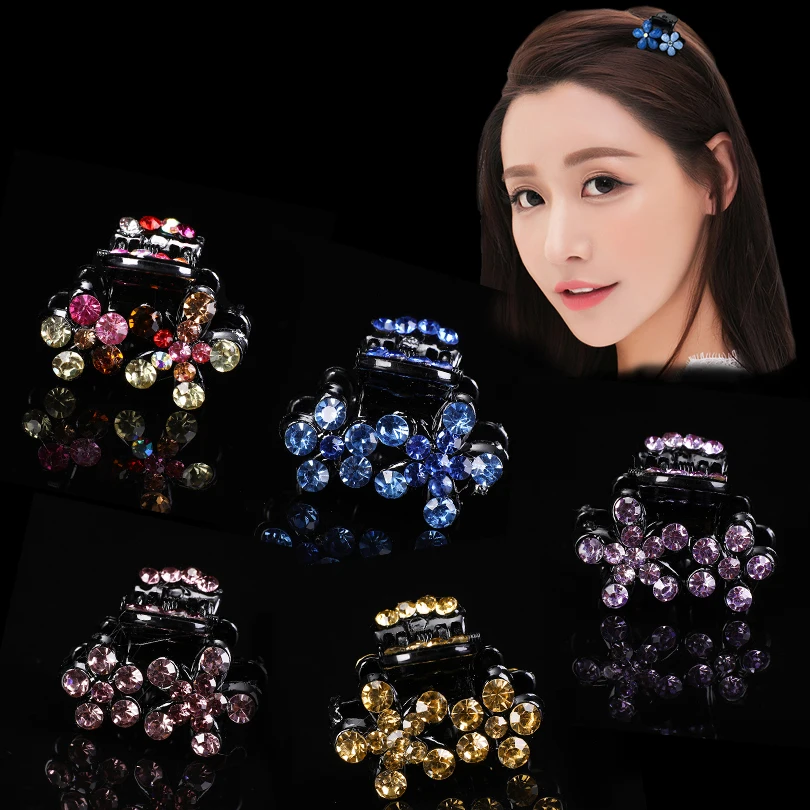 

AWAYTR 2Pcs Crystal Rhinestone Flower Hair Claw Hairpins Hair Accessories Ornaments Hair Clips Hairgrip Barrette for Girl