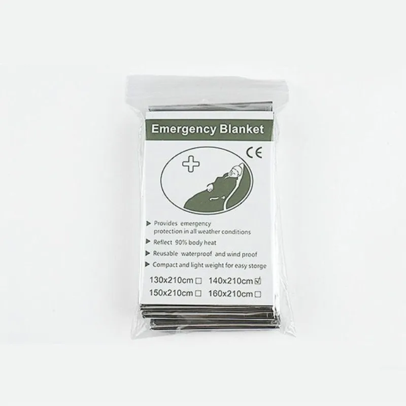 Sliver 160x210cm Rescue Emergent Blanket Survive Thermal First Aid Kit Treatment Warm Heat Dry Keep Foil Blanket Outdoor Tool 
Sliver 160x210cm Rescue Emergent Blanket Survive Thermal First Aid Kit Treatment Warm Heat Dry Keep Foil Blanket Outdoor Tool