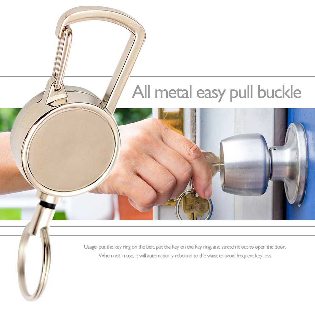 Retractable Nylon Rope Key Holder Retractable Key Ring Camping Tools Metal Burglar Anti-lost Telescopic Keychain
Retractable Nylon Rope Key Holder Retractable Key Ring Camping Tools Metal Burglar Anti-lost Telescopic Keychain