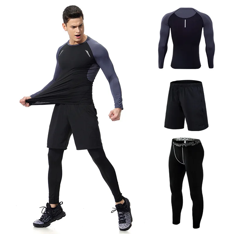 New Men's Long Sleeve Three-Piece Suit Fitness Running Tight Quick Drying Clothes Men's Basketball Shorts Long-Sleeved Shirt 
New Men's Long Sleeve Three-Piece Suit Fitness Running Tight Quick Drying Clothes Men's Basketball Shorts Long-Sleeved Shirt