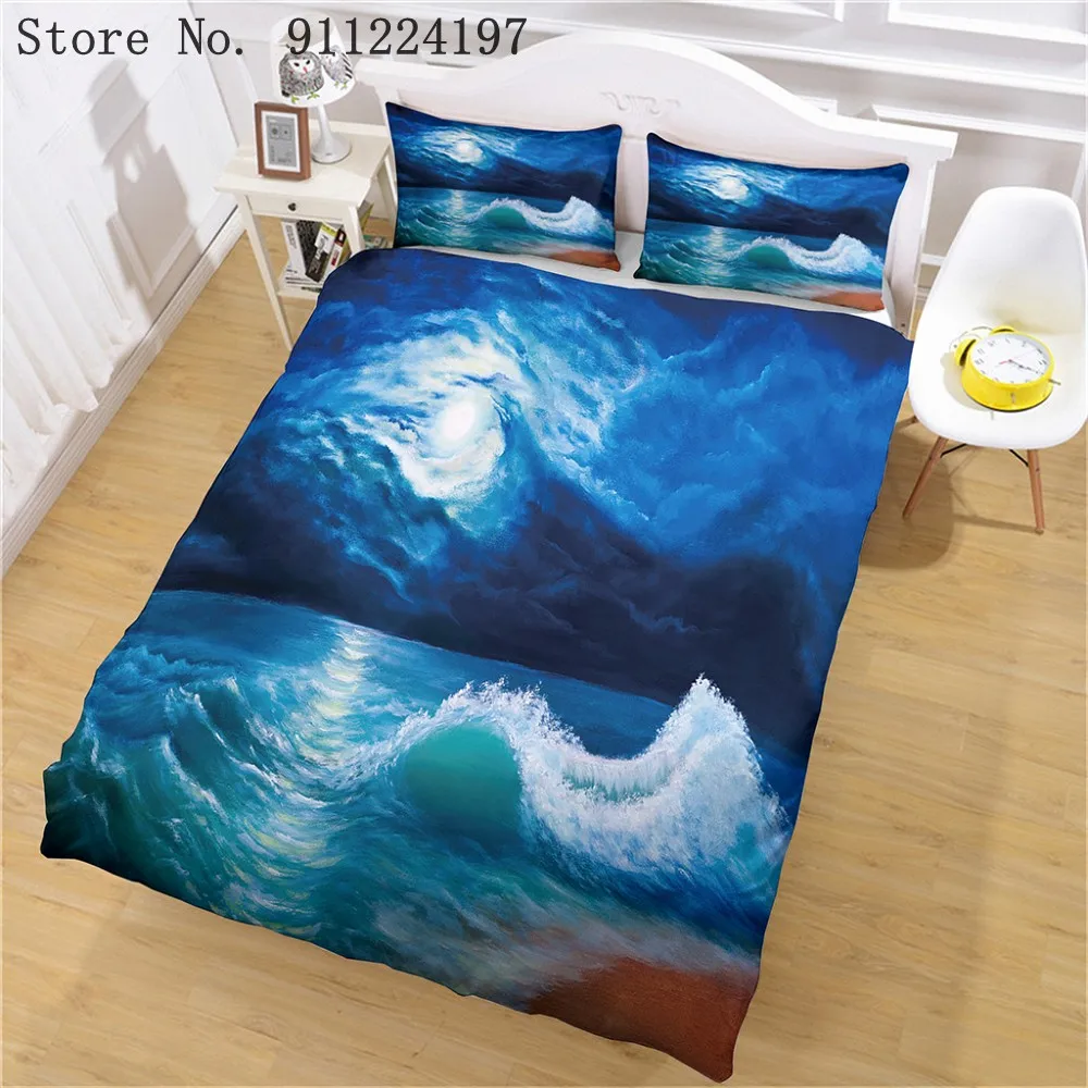 3D Sea Wave Printing Bedding Set Moon Night Duvet Cover 2/3pcs Quilt Cover High Quality Bedclothes Microfiber Bed Linen Set
3D Sea Wave Printing Bedding Set Moon Night Duvet Cover 2/3pcs Quilt Cover High Quality Bedclothes Microfiber Bed Linen Set
