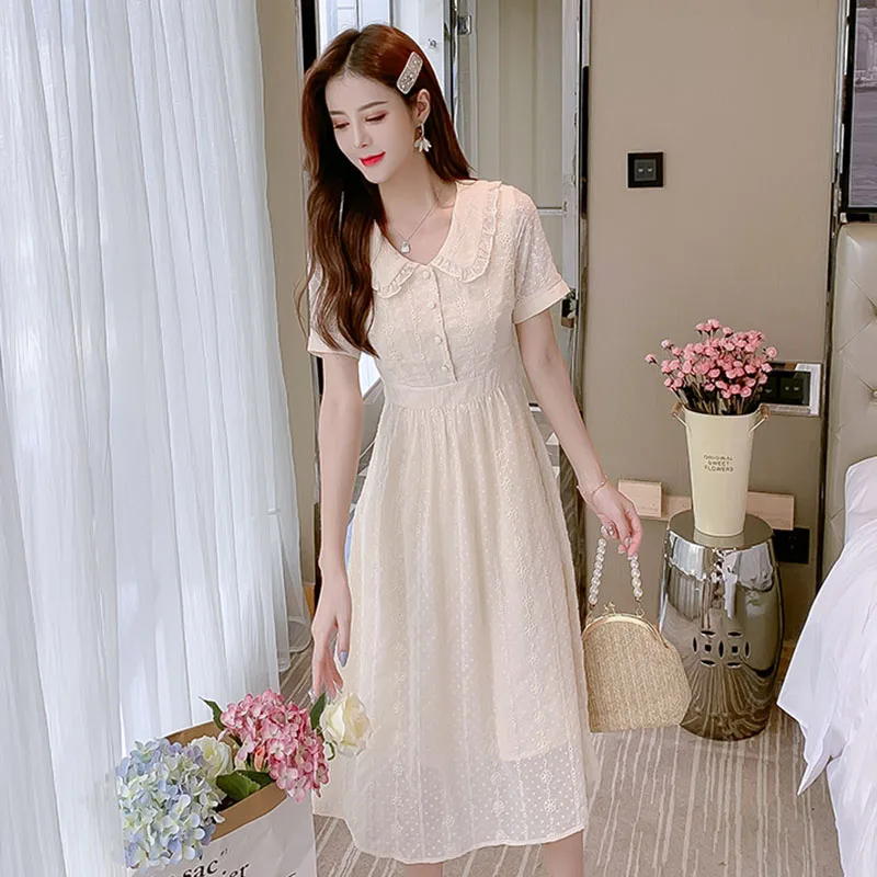 Women's 2021 New Summer Casual Fashion Small Gentle Temperament Fairy Skirt Doll Collar Chiffon Dress
Women's 2021 New Summer Casual Fashion Small Gentle Temperament Fairy Skirt Doll Collar Chiffon Dress