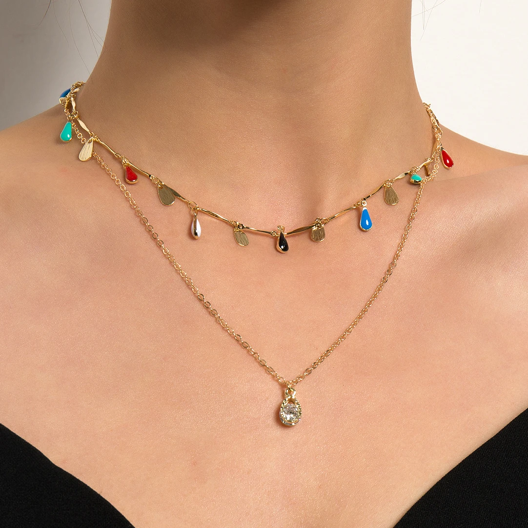 Fashion Chains Necklace for Women Colorful Drip Glaze Water Drop Tassel Pedant Necklace Set Female Choker Charm Gifts Neck Chain
Fashion Chains Necklace for Women Colorful Drip Glaze Water Drop Tassel Pedant Necklace Set Female Choker Charm Gifts Neck Chain