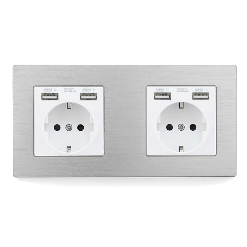 Avoir DE EU Plug Wall Socket With LED Indicator USB Port Power Adapter Double Socket Power Electrical Outlet Metal Panel
Avoir DE EU Plug Wall Socket With LED Indicator USB Port Power Adapter Double Socket Power Electrical Outlet Metal Panel