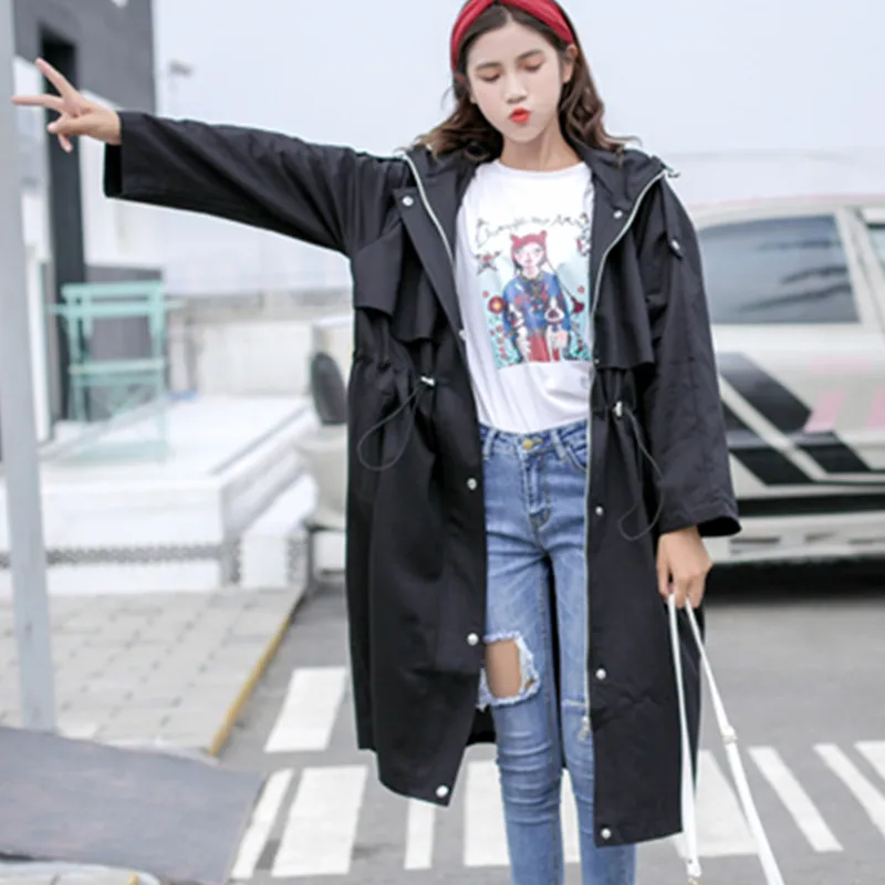 2021 New Hooded Windbreaker Long Section Middle School Students Spring Autumn Wild Chic Loose Jacket Female Casual Outwear 
2021 New Hooded Windbreaker Long Section Middle School Students Spring Autumn Wild Chic Loose Jacket Female Casual Outwear