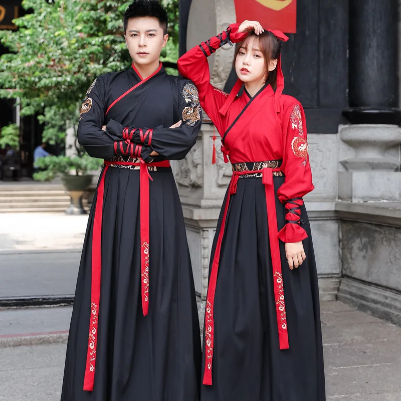Free shipping embroidered cross collar Han suit men's ancient costume women's lovers' swordsman's costume with Chinese elements
Free shipping embroidered cross collar Han suit men's ancient costume women's lovers' swordsman's costume with Chinese elements