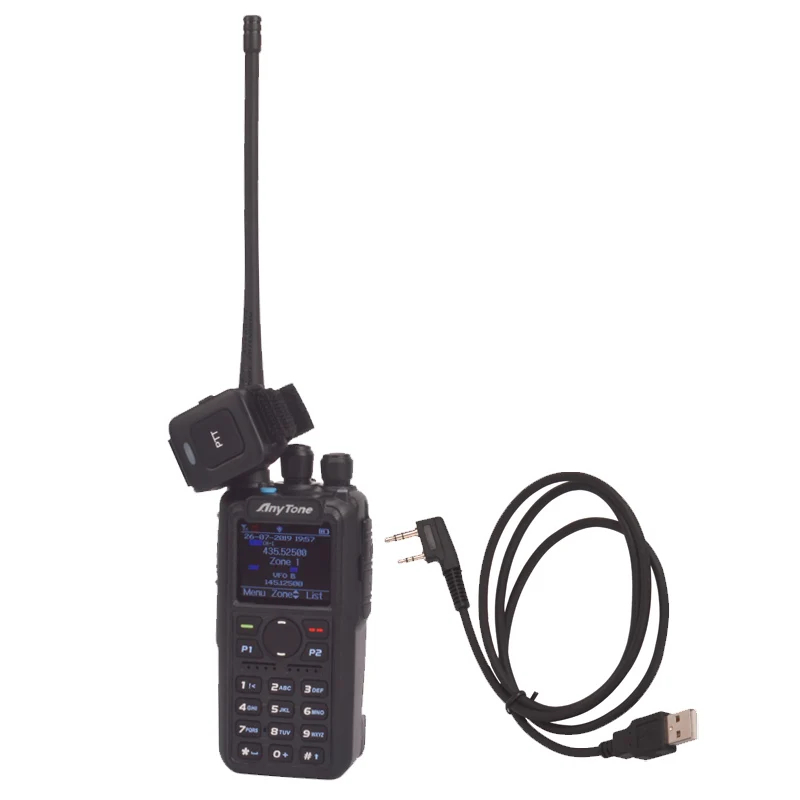 

Рация Anytone AT-D878UV PLUS Ham, Двухдиапазонная цифровая DMR и аналоговая рация GPS APRS, bluetooth-совместимая рация PTT с кабелем для ПК