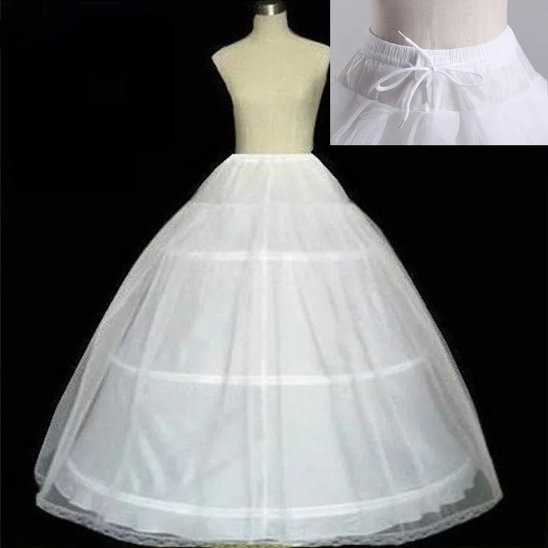 Free shipping High Quality White 3 Hoops Petticoat Crinoline Slip Underskirt For Wedding Dress Bridal Gown In Stock 2021