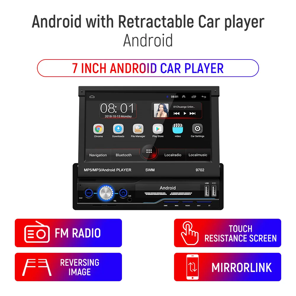 Auto Retractable Android GPS Navigation 7Inch AUX Bluetooth 2 Din Multimedia Player RDS Radio Reversing Rear View Function Video 
Auto Retractable Android GPS Navigation 7Inch AUX Bluetooth 2 Din Multimedia Player RDS Radio Reversing Rear View Function Video