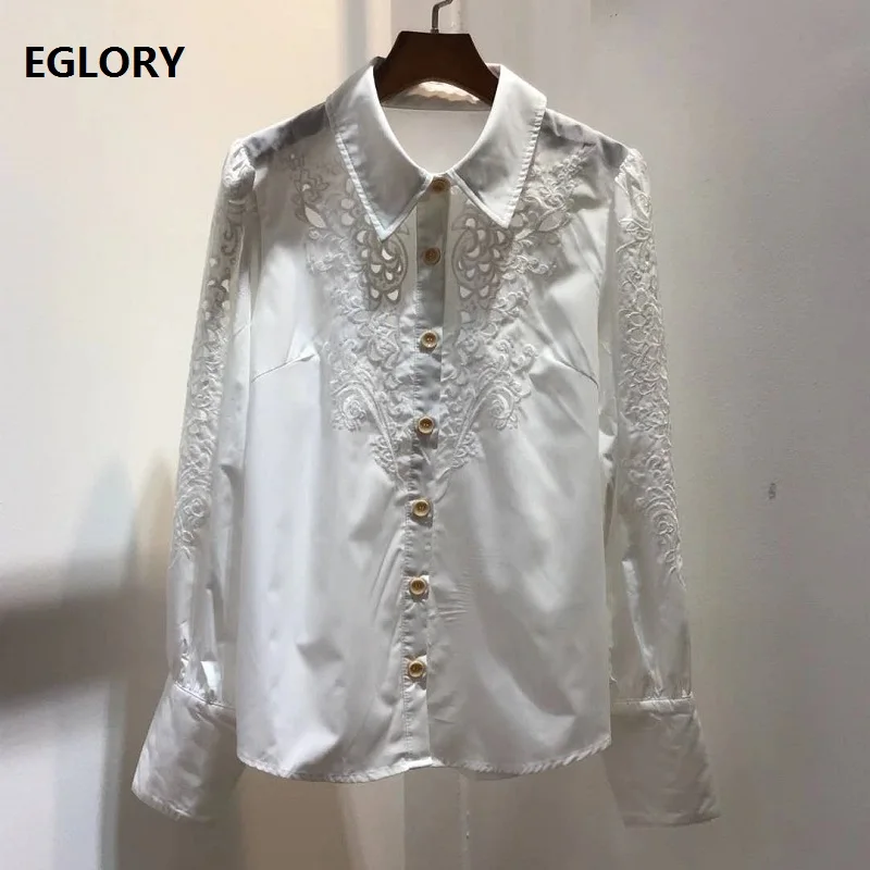 2020 Autumn Designer Blouse Shirts High Quality Cotton Women Turn-down Collar Hollow Out Embroidery Long Sleeve White Pink Shirt 
2020 Autumn Designer Blouse Shirts High Quality Cotton Women Turn-down Collar Hollow Out Embroidery Long Sleeve White Pink Shirt