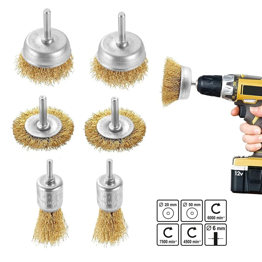 6pcs/set 6mm Wire Brush Cutting Rotary Brush For Drill Grinder Rotary Tool Attachment Brass Coated Polishing Brushes
6pcs/set 6mm Wire Brush Cutting Rotary Brush For Drill Grinder Rotary Tool Attachment Brass Coated Polishing Brushes