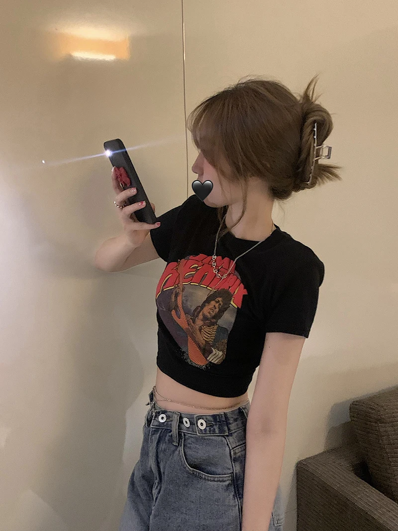 2180 Printed T-shirt women slim slimming round neck short-sleeved shirt summer
2180 Printed T-shirt women slim slimming round neck short-sleeved shirt summer