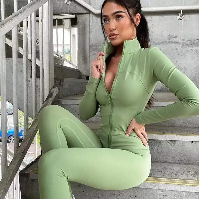 Autumn European And American Women's Clothing Solid Color Zipped Stand Collar Sports Jacket Fitness Yoga Wear Trousers Suit
Autumn European And American Women's Clothing Solid Color Zipped Stand Collar Sports Jacket Fitness Yoga Wear Trousers Suit