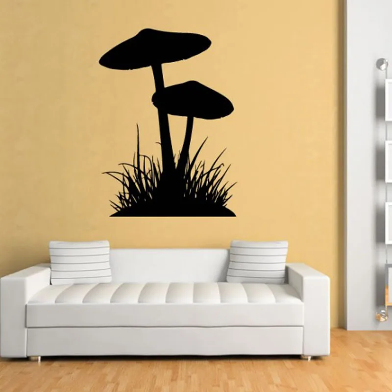 Креативные наклейки на стену в виде травы и грибов силуэт растений домашний