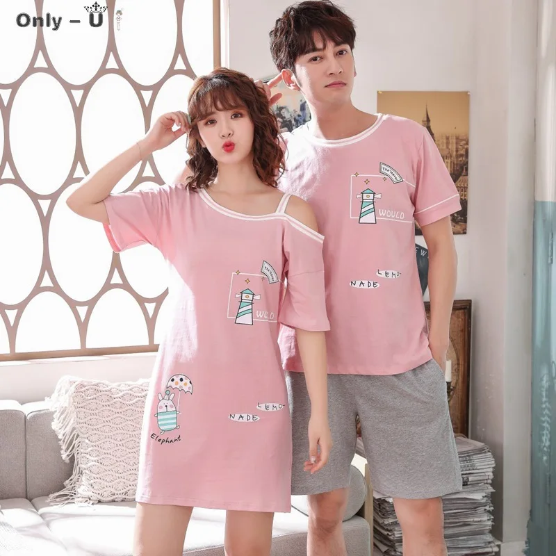 Couples Short Sleeve 100% Cotton Nightgowns for Women Summer Cute Cartoon Home Dress Sleepwear Night Dress Nightdress Men Pyjama 
Couples Short Sleeve 100% Cotton Nightgowns for Women Summer Cute Cartoon Home Dress Sleepwear Night Dress Nightdress Men Pyjama