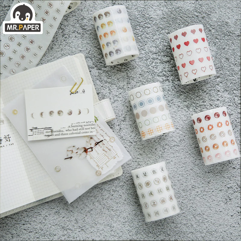 

Mr.Paper 5 Designs Salt Dot Bullet Journaling DIY Write-on Minimalist Washi Tapes Deco Label Craft Masking Easy to Tear 60mm*3m