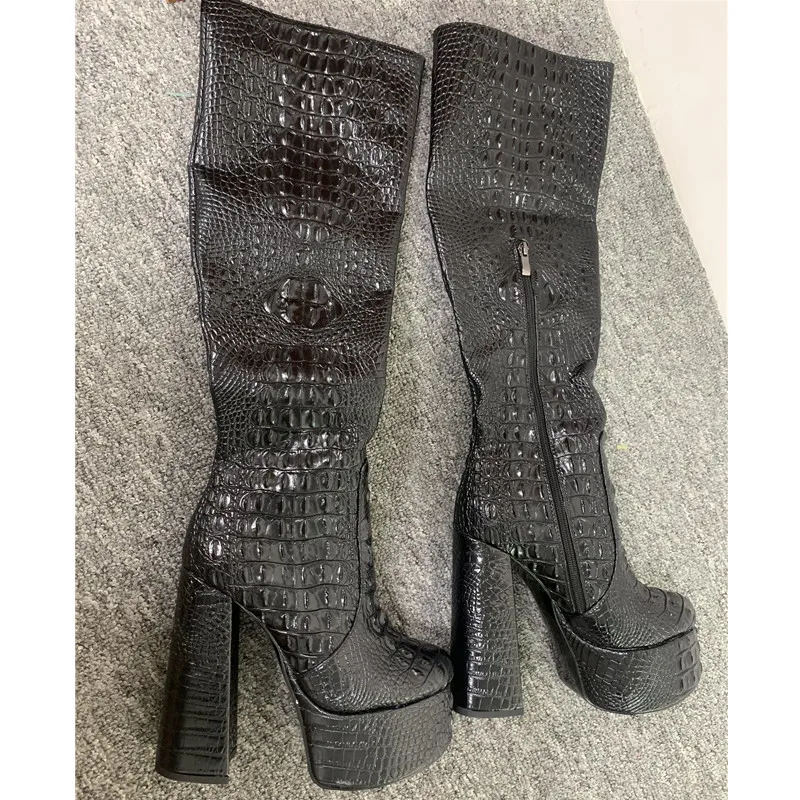 Mstacchi Crocodile Skin Women's High Boots Sexy Round Toe Platform Shoes Thick Heel Ladies Party Shoe Botas Mujer Big Size 34-45 
Mstacchi Crocodile Skin Women's High Boots Sexy Round Toe Platform Shoes Thick Heel Ladies Party Shoe Botas Mujer Big Size 34-45