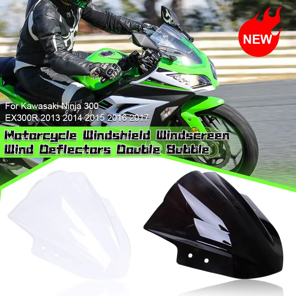 Motorcycle Windshield Windscreen Wind Deflectors Double Bubble for Kawasaki Ninja 300 EX300R 2013 2014 2015 2016 2017
Motorcycle Windshield Windscreen Wind Deflectors Double Bubble for Kawasaki Ninja 300 EX300R 2013 2014 2015 2016 2017