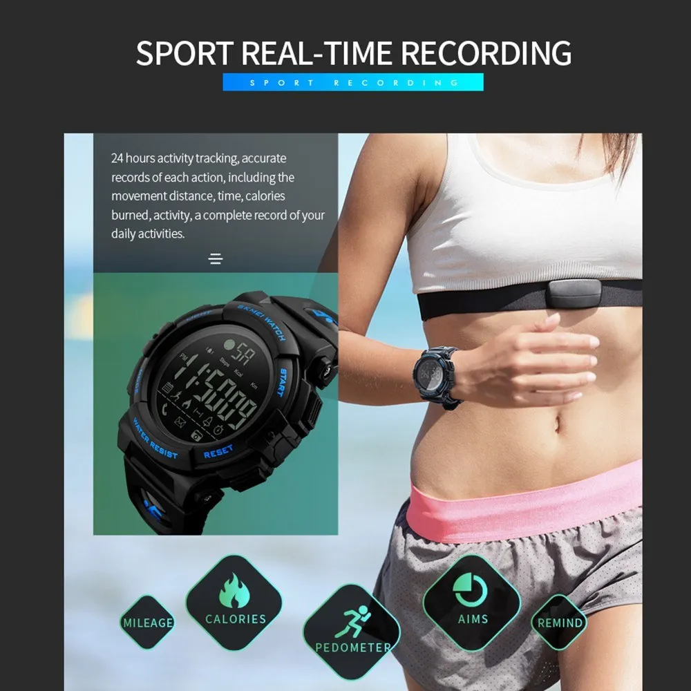 Smart Watch Analog Digital Pedometer Calorie Fitness Tracker Watch Fashion Casual Sports Wristwatch 5ATM Waterproof
Smart Watch Analog Digital Pedometer Calorie Fitness Tracker Watch Fashion Casual Sports Wristwatch 5ATM Waterproof