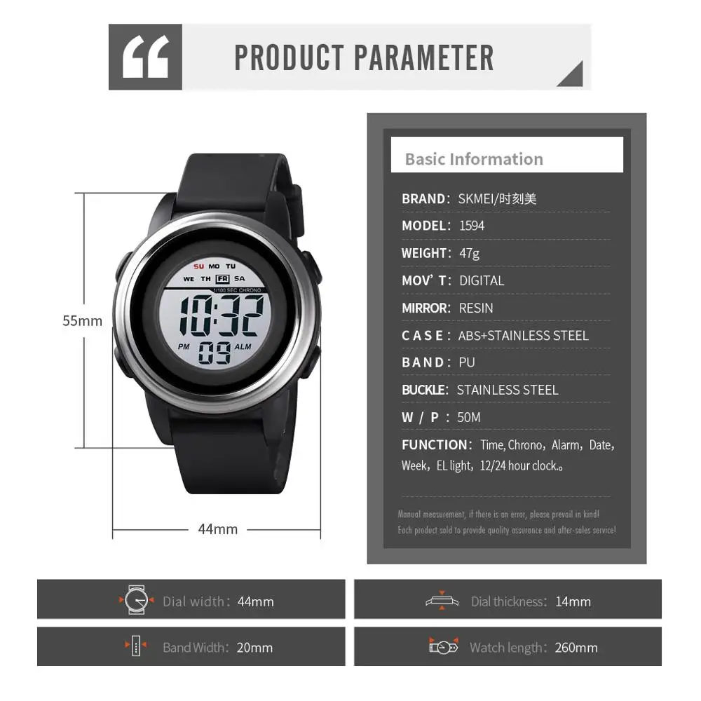SKMEI Fashion Men Digital Watches Sport 5Bar Waterproof Luminous Display Alram Clock Men's Watch Wristwatches montre homme 1594
SKMEI Fashion Men Digital Watches Sport 5Bar Waterproof Luminous Display Alram Clock Men's Watch Wristwatches montre homme 1594