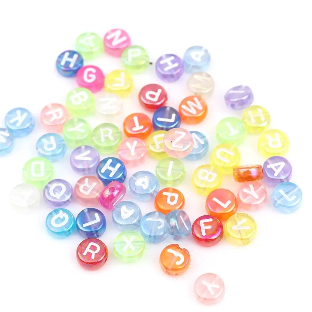 

DoreenBeads Acrylic Beads Flat Round At Random Capital Letter Heart Number Pattern DIY Making Jewelry About 7mm Dia., 500PCs