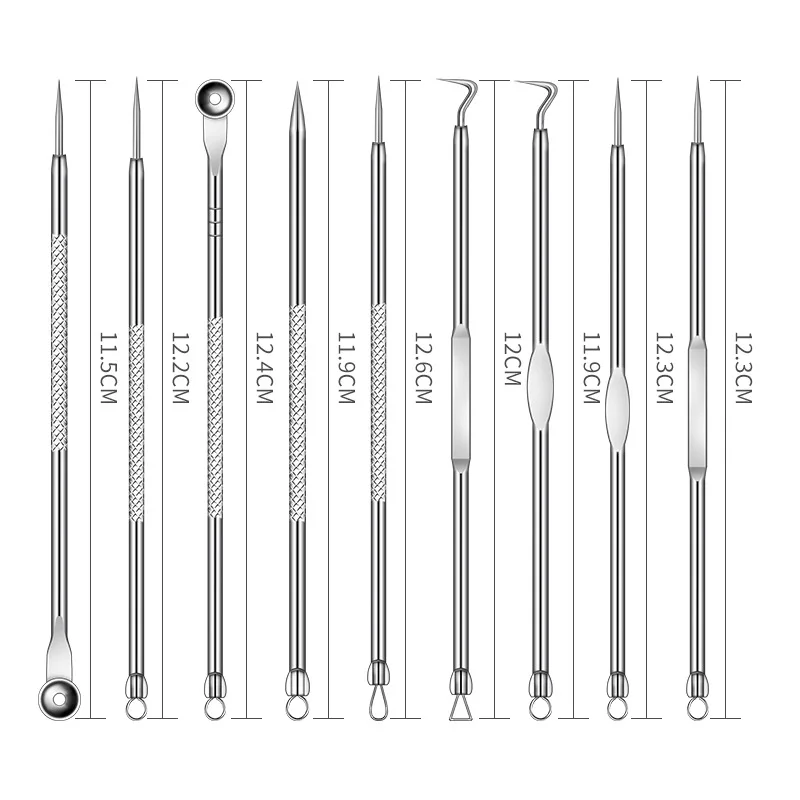 9Pcs Stainless Acne Needle Blackhead And Pimple Remover Face Care Comedone Extractor Point Clean Black Head Remover Tool Sets
9Pcs Stainless Acne Needle Blackhead And Pimple Remover Face Care Comedone Extractor Point Clean Black Head Remover Tool Sets