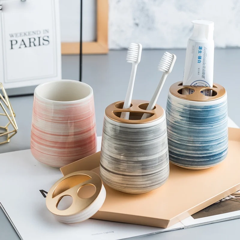 Ceramics Bathroom Supplies Lotion Bottle Handwashing Fluid Metal Pressing Head Soap Bottle Home Use Mouthwash Cup Toothbrush Cup
Ceramics Bathroom Supplies Lotion Bottle Handwashing Fluid Metal Pressing Head Soap Bottle Home Use Mouthwash Cup Toothbrush Cup