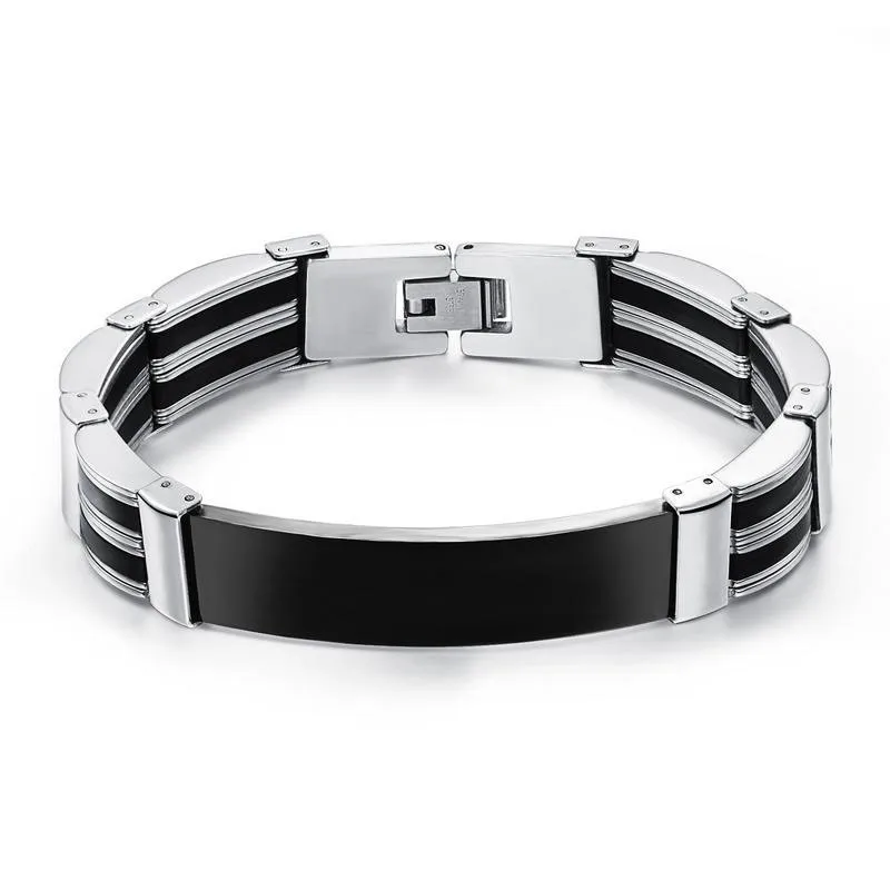 205MM Trend Korean Version Fashion Stainless Steel Silica Gel Black Men Bracelet Creative Gift For Girlfriend Jewelry 2021
205MM Trend Korean Version Fashion Stainless Steel Silica Gel Black Men Bracelet Creative Gift For Girlfriend Jewelry 2021