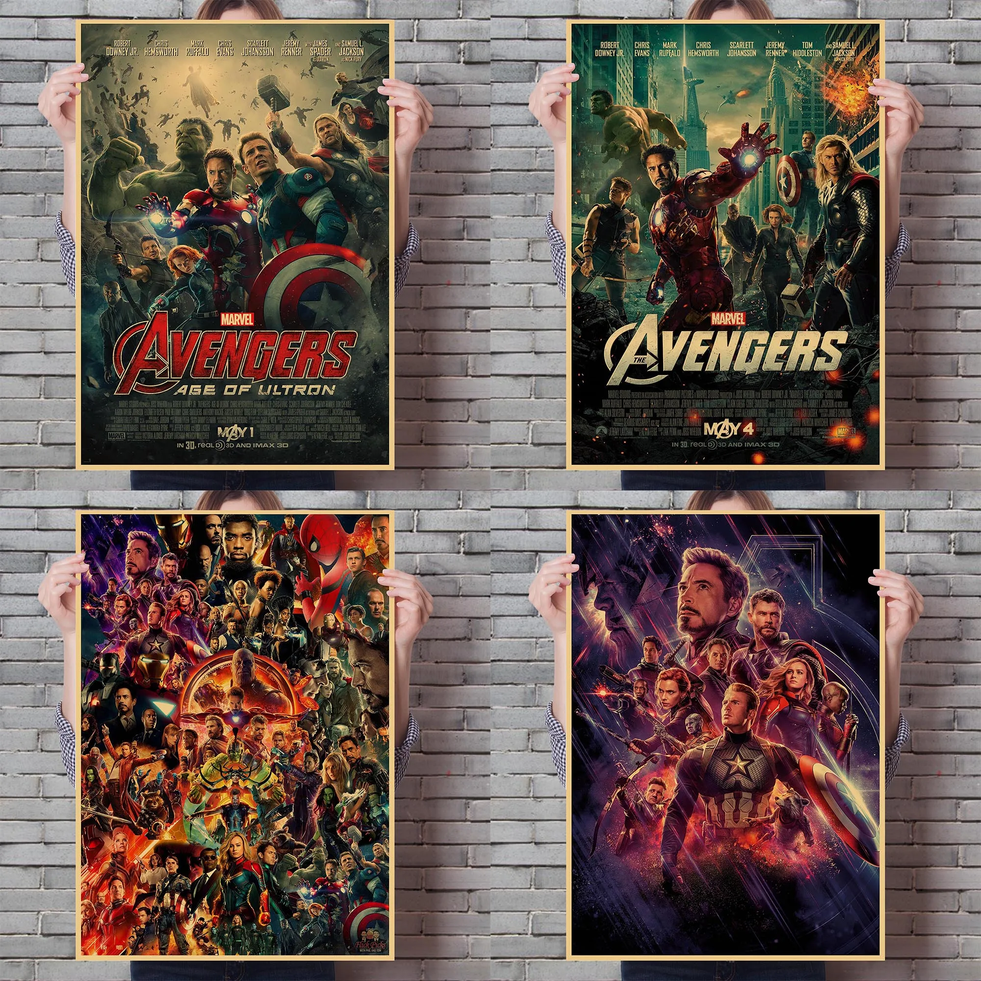 Серия супергероев Marvel фильмы Мстители ретро постер из крафт-бумаги Железный