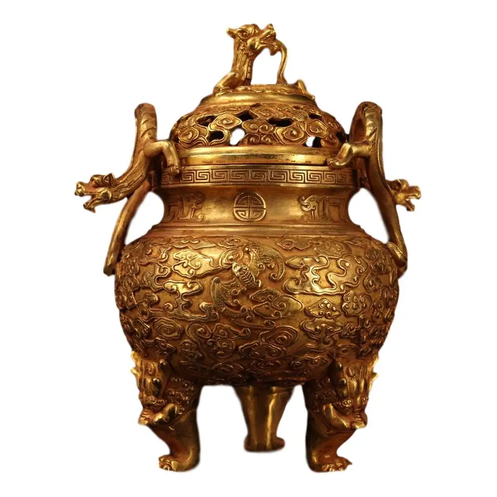 LaoJunLu Collecting And Collecting The Old Qing Dynasty Royal Palace Pure Copper Handmade Gilt Plated Dragon Incense Burner
LaoJunLu Collecting And Collecting The Old Qing Dynasty Royal Palace Pure Copper Handmade Gilt Plated Dragon Incense Burner