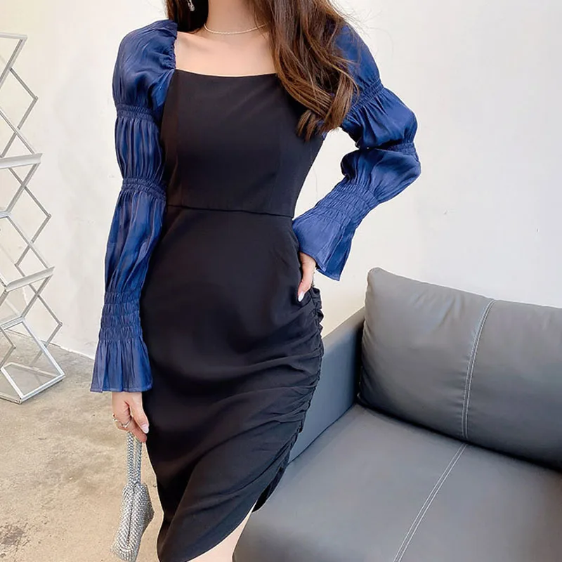 2021 French square collar contrast color pleated dress autumn new mid-length chic bag hip fishtail skirt
2021 French square collar contrast color pleated dress autumn new mid-length chic bag hip fishtail skirt