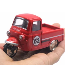 Mini Alloy Plastic Tricycle Retro Simulation Three Wheeled Motorcycle Toy Diecast Autorickshaw Model Figure Toys for Kids Gifts