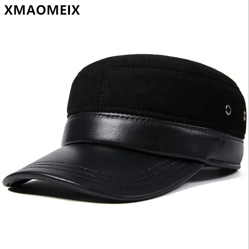 XMAOMEIX Winter Men's Natural Genuine Leather Hat Warm Sheepskin Leather Military Hats Adjustable Size Men Brand Sports Flat Cap
XMAOMEIX Winter Men's Natural Genuine Leather Hat Warm Sheepskin Leather Military Hats Adjustable Size Men Brand Sports Flat Cap