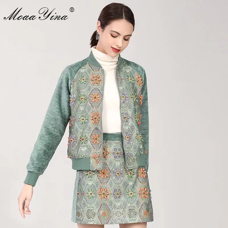 MoaaYina Fashion Runway Autumn Skirt Suit Women's Beading Floral print Long sleeve Coat and Short skirts Two Piece Set
MoaaYina Fashion Runway Autumn Skirt Suit Women's Beading Floral print Long sleeve Coat and Short skirts Two Piece Set