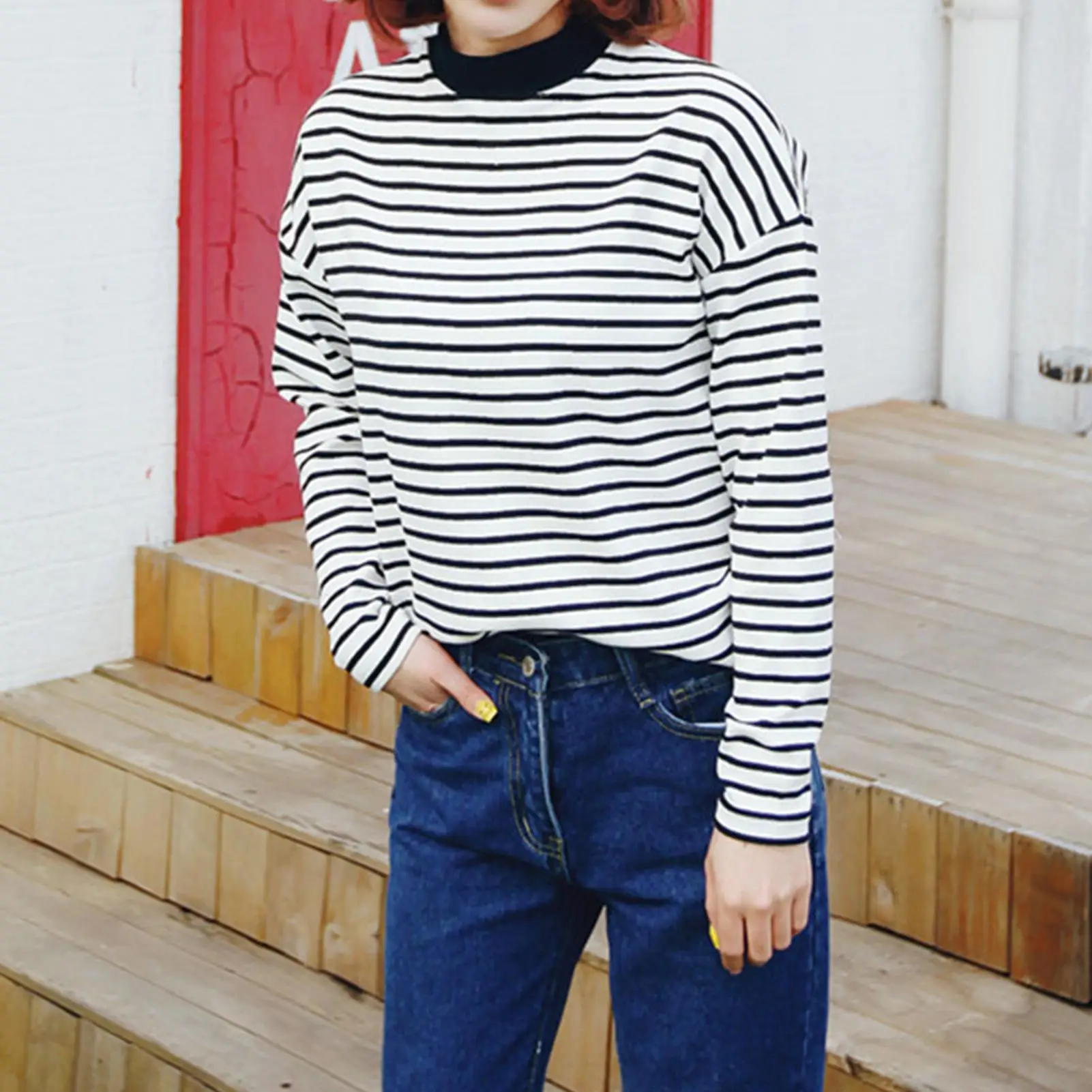 Женские топы, Повседневный пуловер с длинным рукавом и круглым вырезом, Свободный Топ в горизонтальную полоску, водолазка, женская футболка...
Женские топы, Повседневный пуловер с длинным рукавом и круглым вырезом, Свободный Топ в горизонтальную полоску, водолазка, женская футболка...