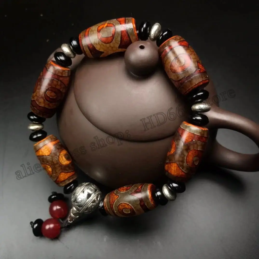 Тибетский браслет с тремя глазами из натурального агата, бусины на руку, на удачу, год судьбы, декоративные украшения 
Тибетский браслет с тремя глазами из натурального агата, бусины на руку, на удачу, год судьбы, декоративные украшения