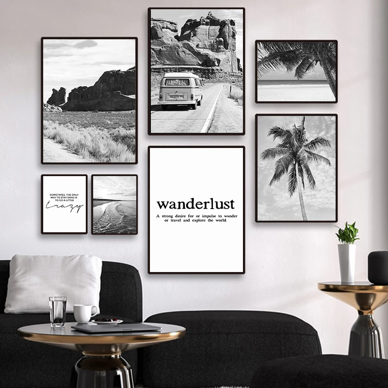 Travel Posters Landscape Canvas Painting Mountain Road Street Palm Tree Print Caravan Poster Black and White Wall Art Picture
Travel Posters Landscape Canvas Painting Mountain Road Street Palm Tree Print Caravan Poster Black and White Wall Art Picture